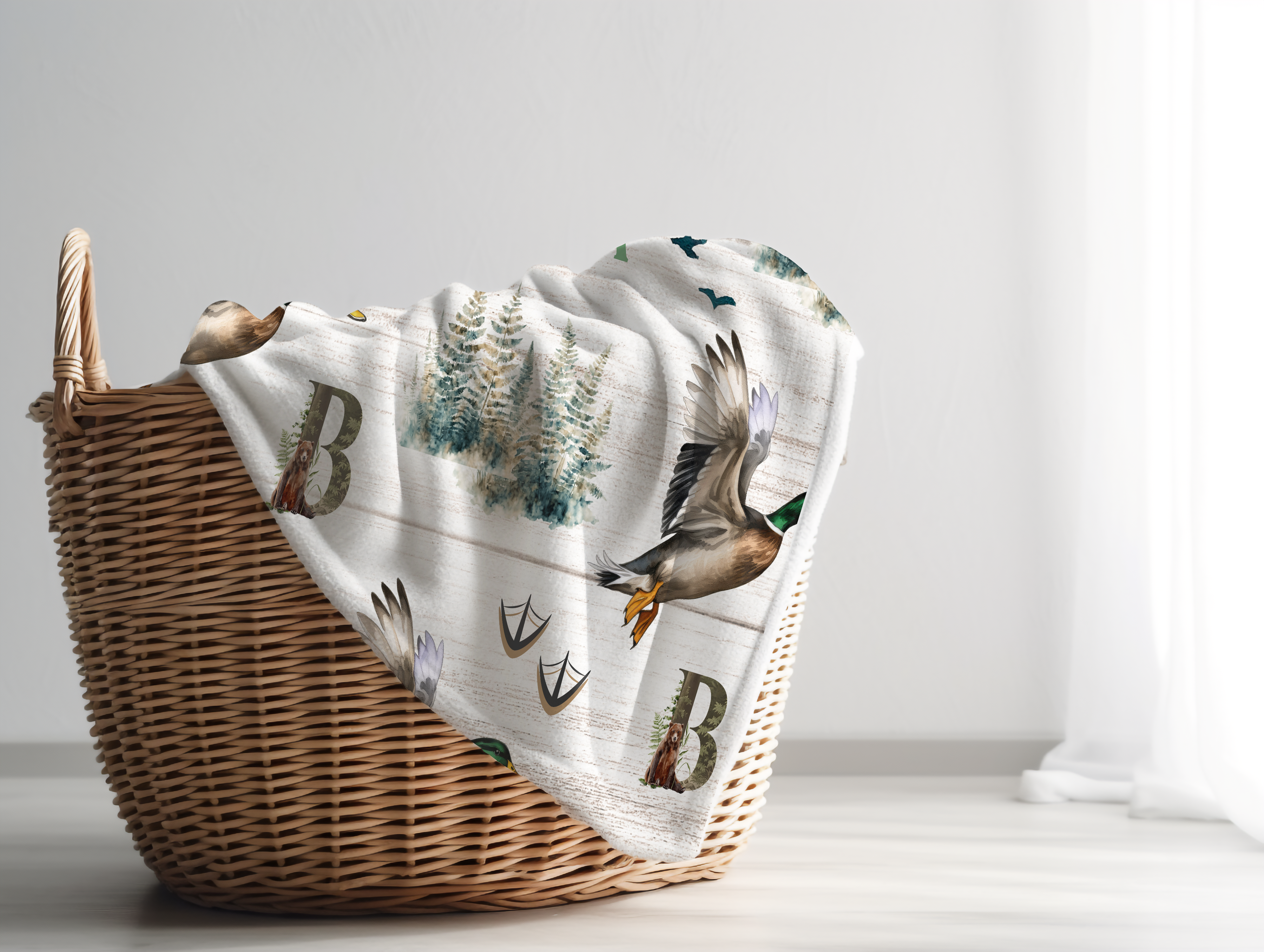 Wild Duck Hunting Hunter Baby Blanket For Boys Girls Mallard Ducks Reed Dogs Swaddle Blanket Hunting Animal Receiving Blanket Daycare Newborn Toddler Nursery Bed Crib Blanket Playmat 30x40